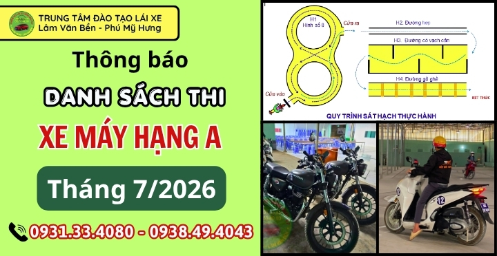 DANH SÁCH THI HẠNG A NGÀY 7/7/2026